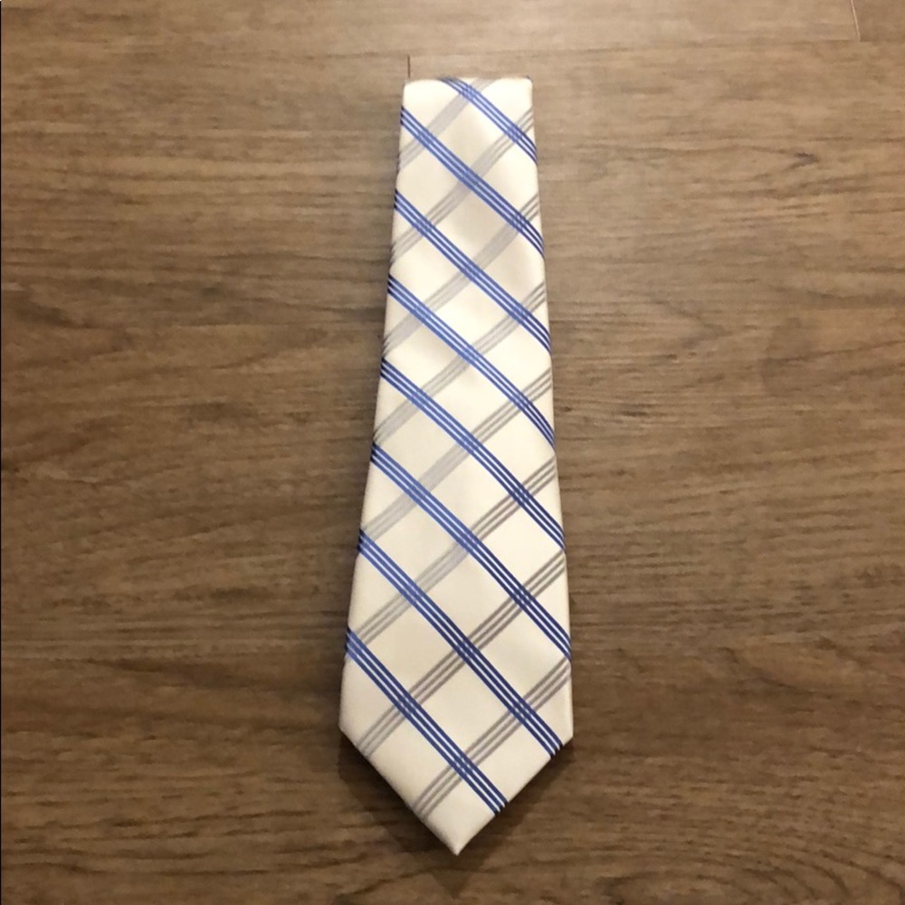 Blue and silver tie